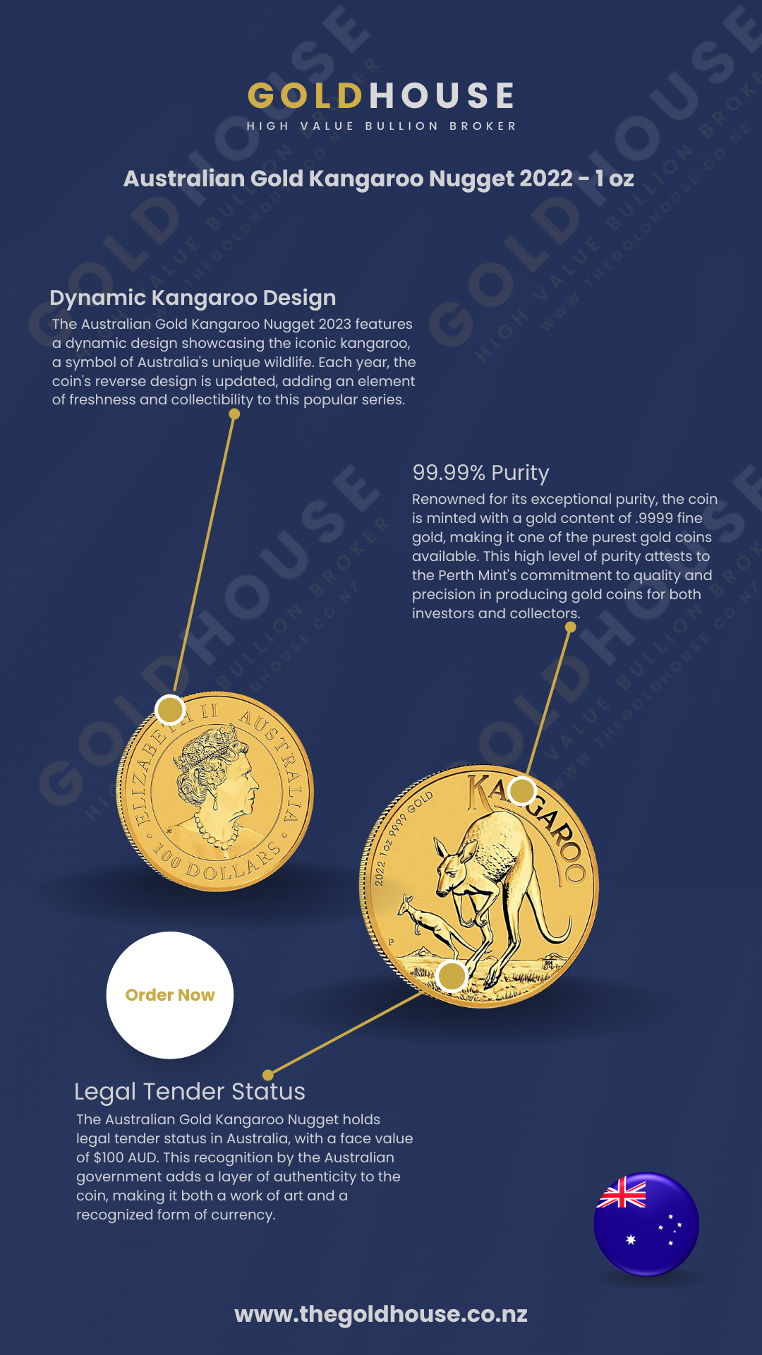 1oz Gold Australian Kangaroo Minted Coin 999.9 2022 image 3
