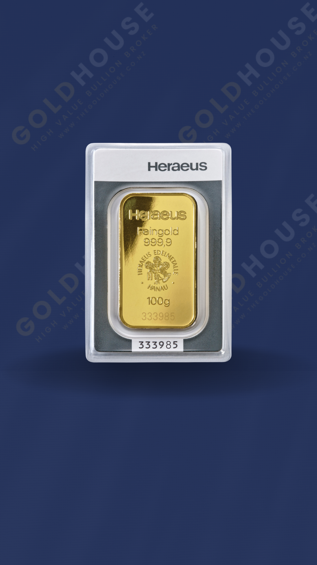 100g Gold Heraeus Minted Bar 999.9