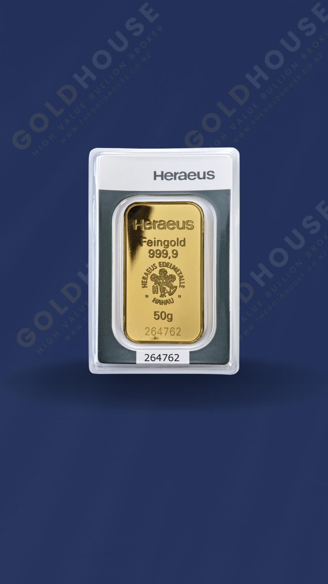 50g Gold Heraeus Minted Bar 999.9