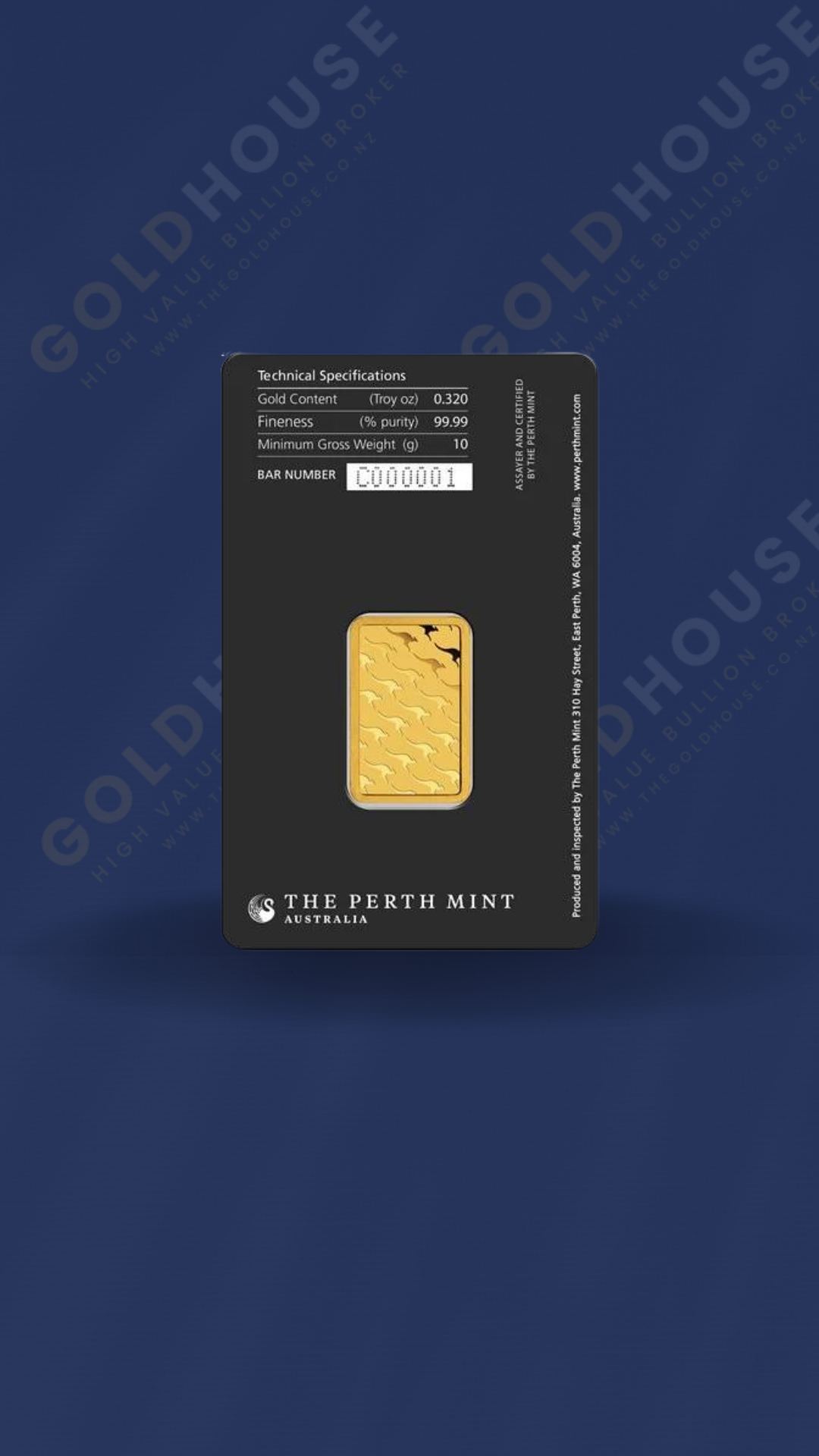 10g Gold Perth Mint Minted Bar 999.9 image 2