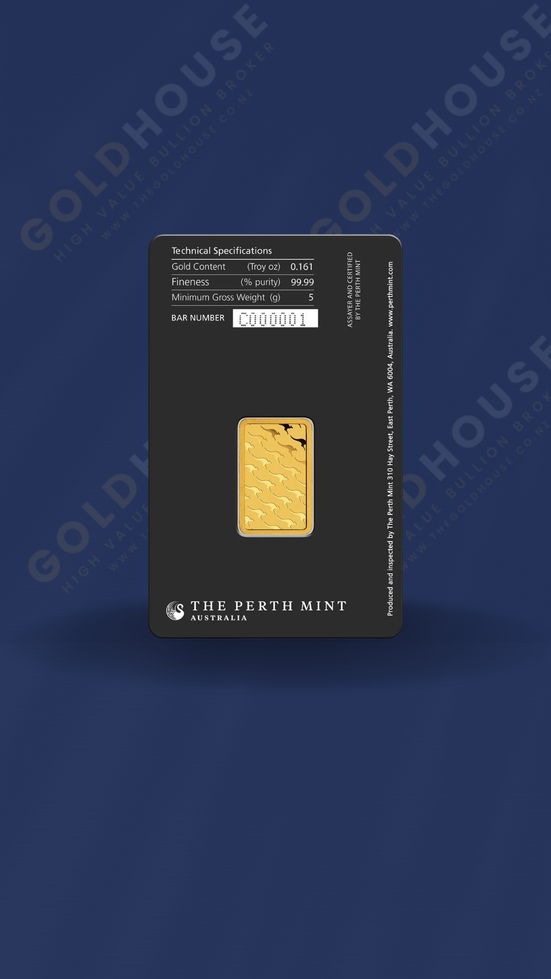 5g Gold Perth Mint Minted Bar 999.9 image 2