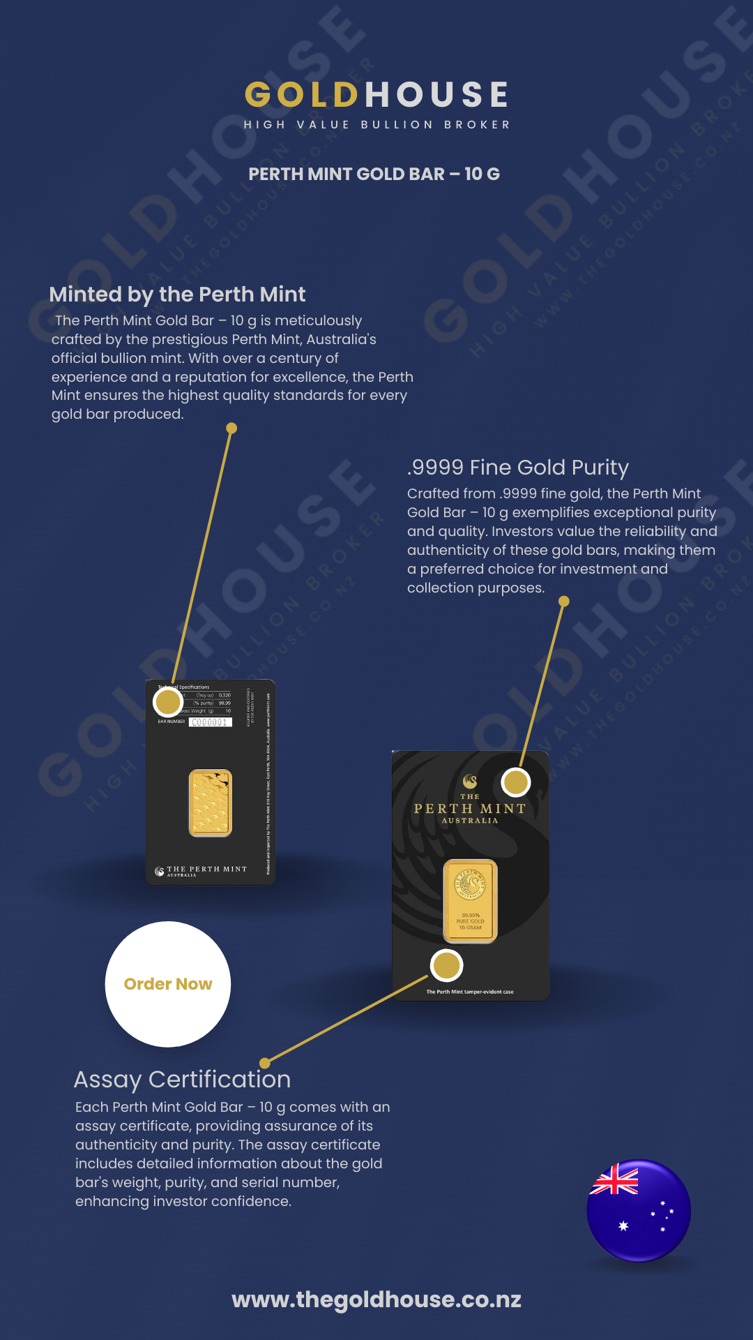10g Gold Perth Mint Minted Bar 999.9 image 3