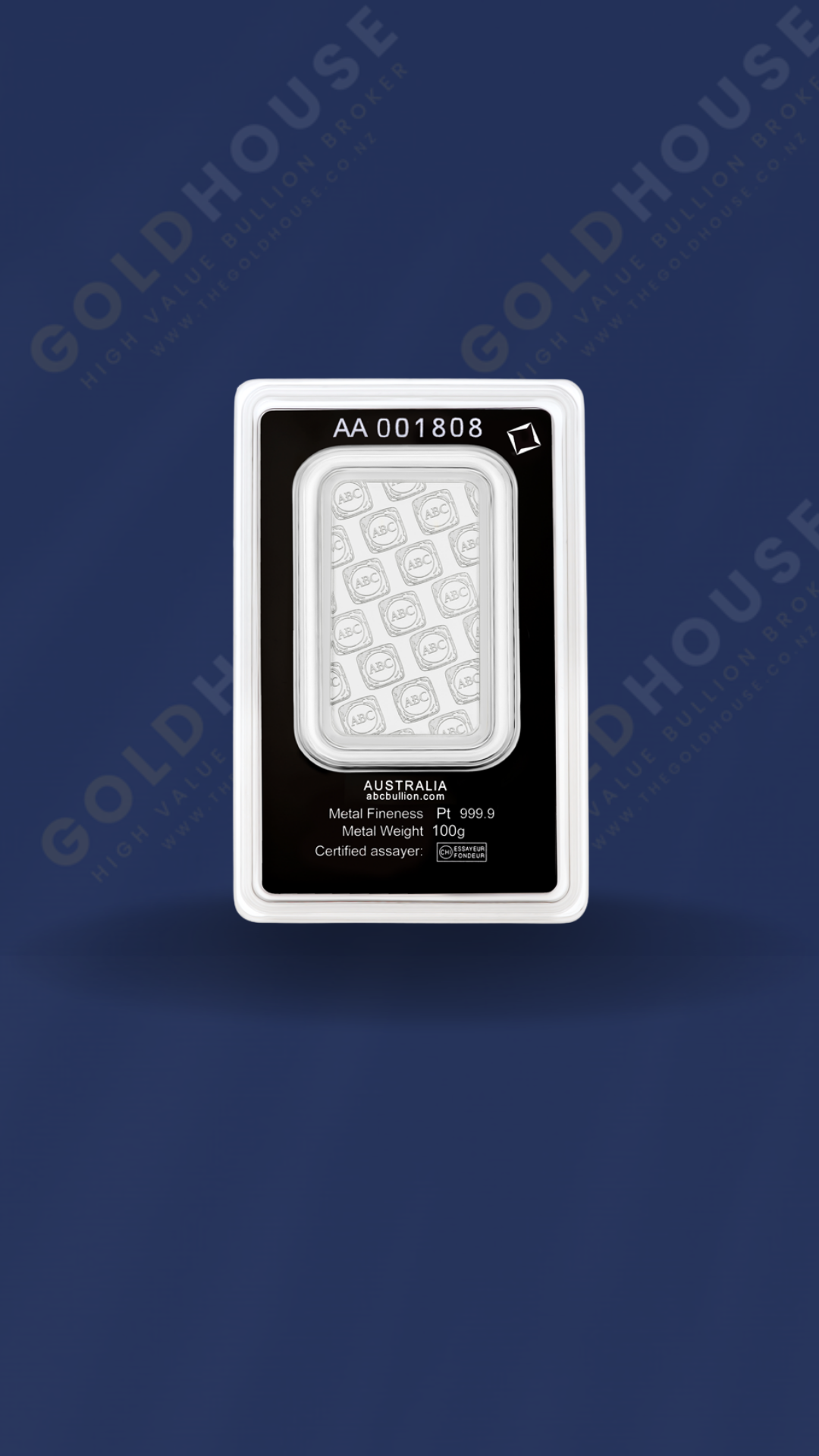 Platinum bullion — 100g ABC Bullion Platinum Bar 999.5 — image 2