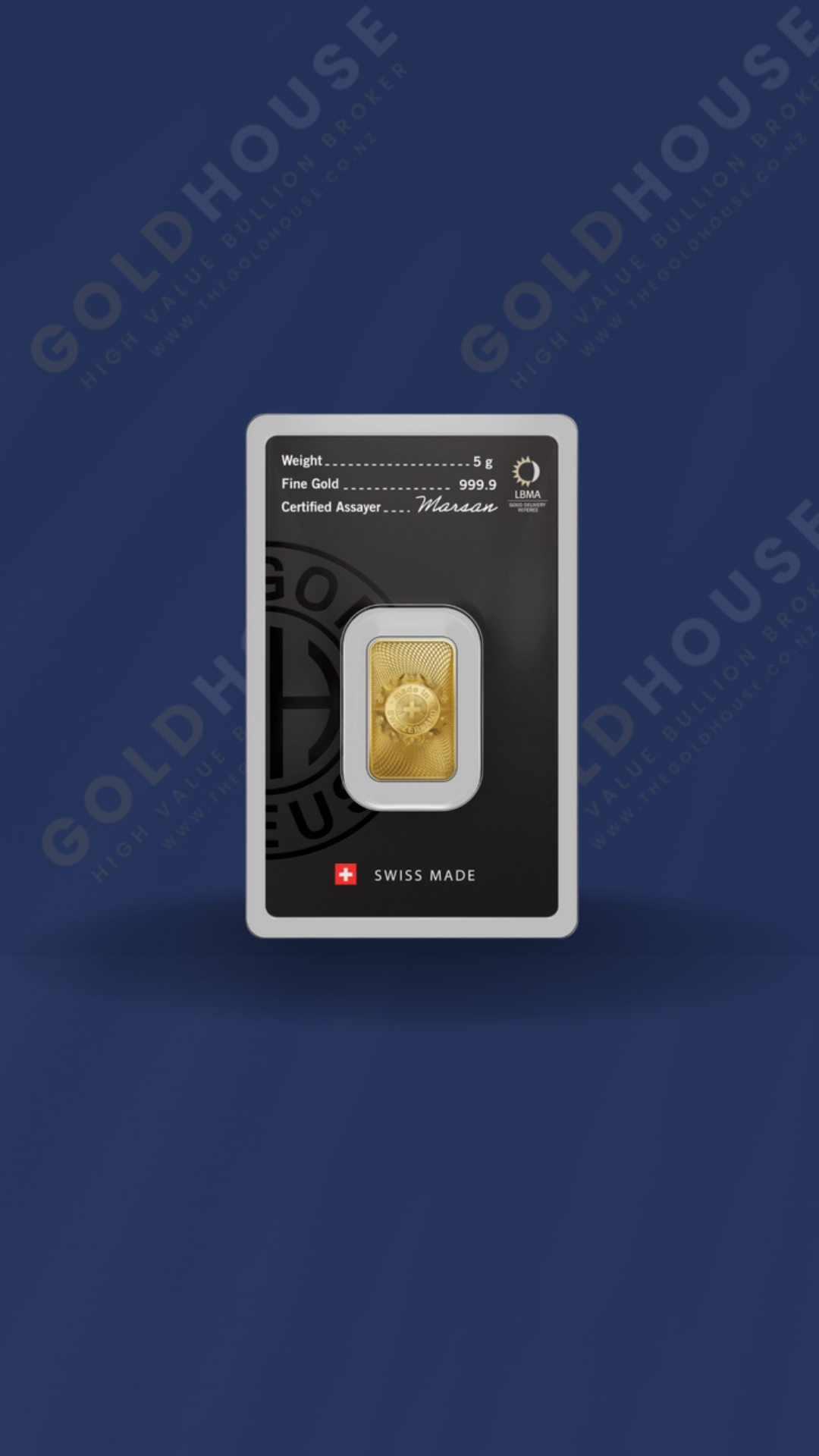 5g Gold Argor-Heraeus Minted Bar 999.9