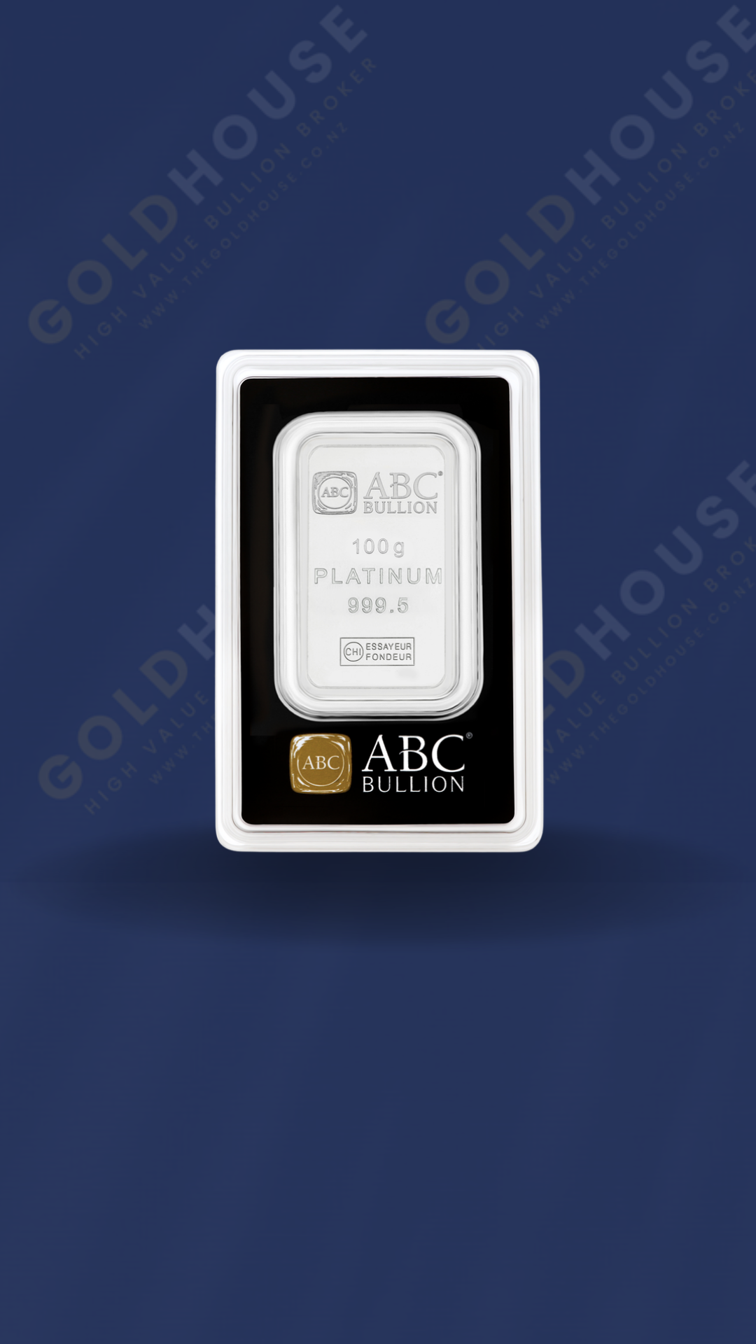 Platinum bullion — 100g ABC Bullion Platinum Bar 999.5