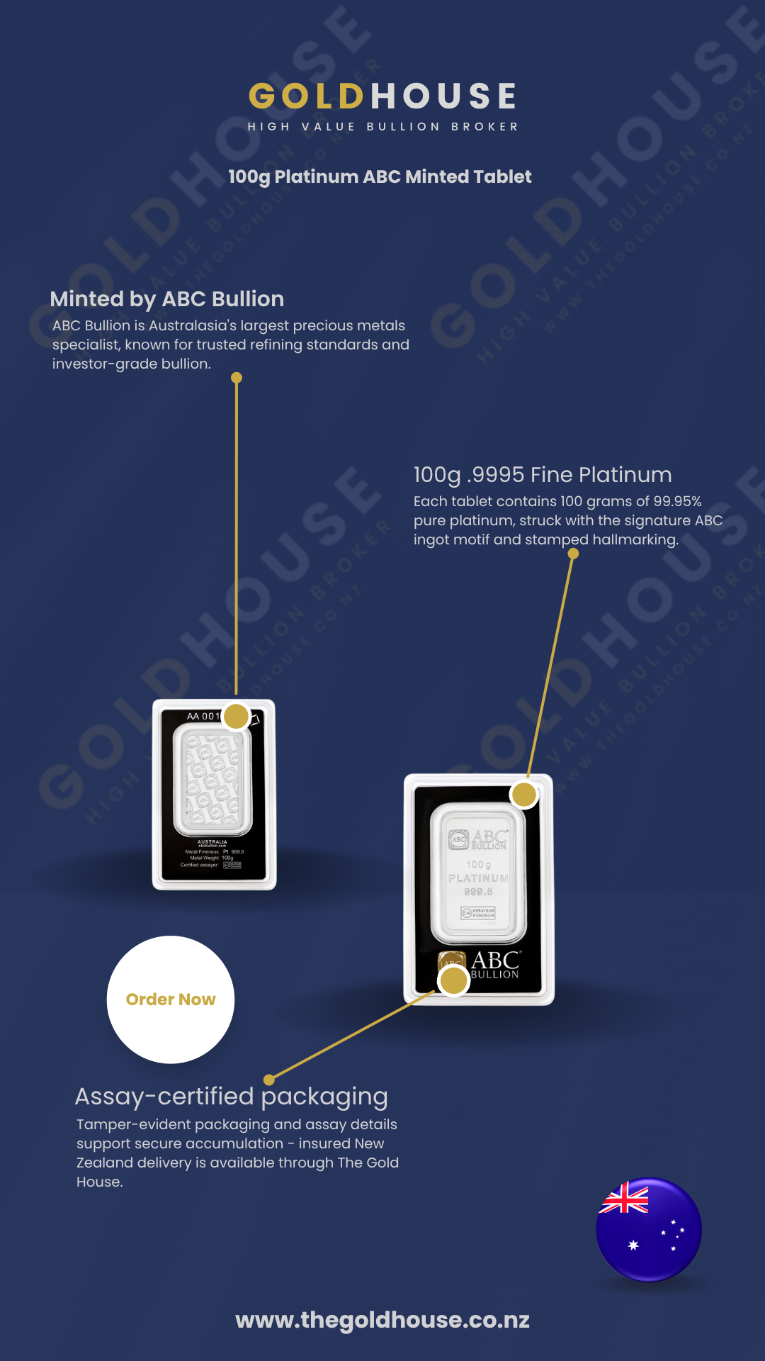 Platinum bullion — 100g ABC Bullion Platinum Bar 999.5 — image 3