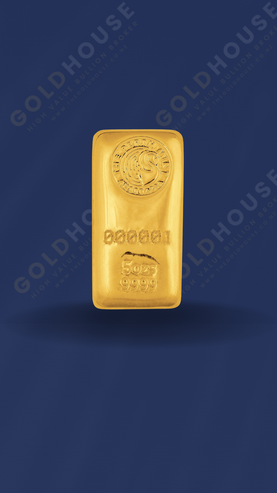 5oz Gold Perth Mint Cast Bar 999.9