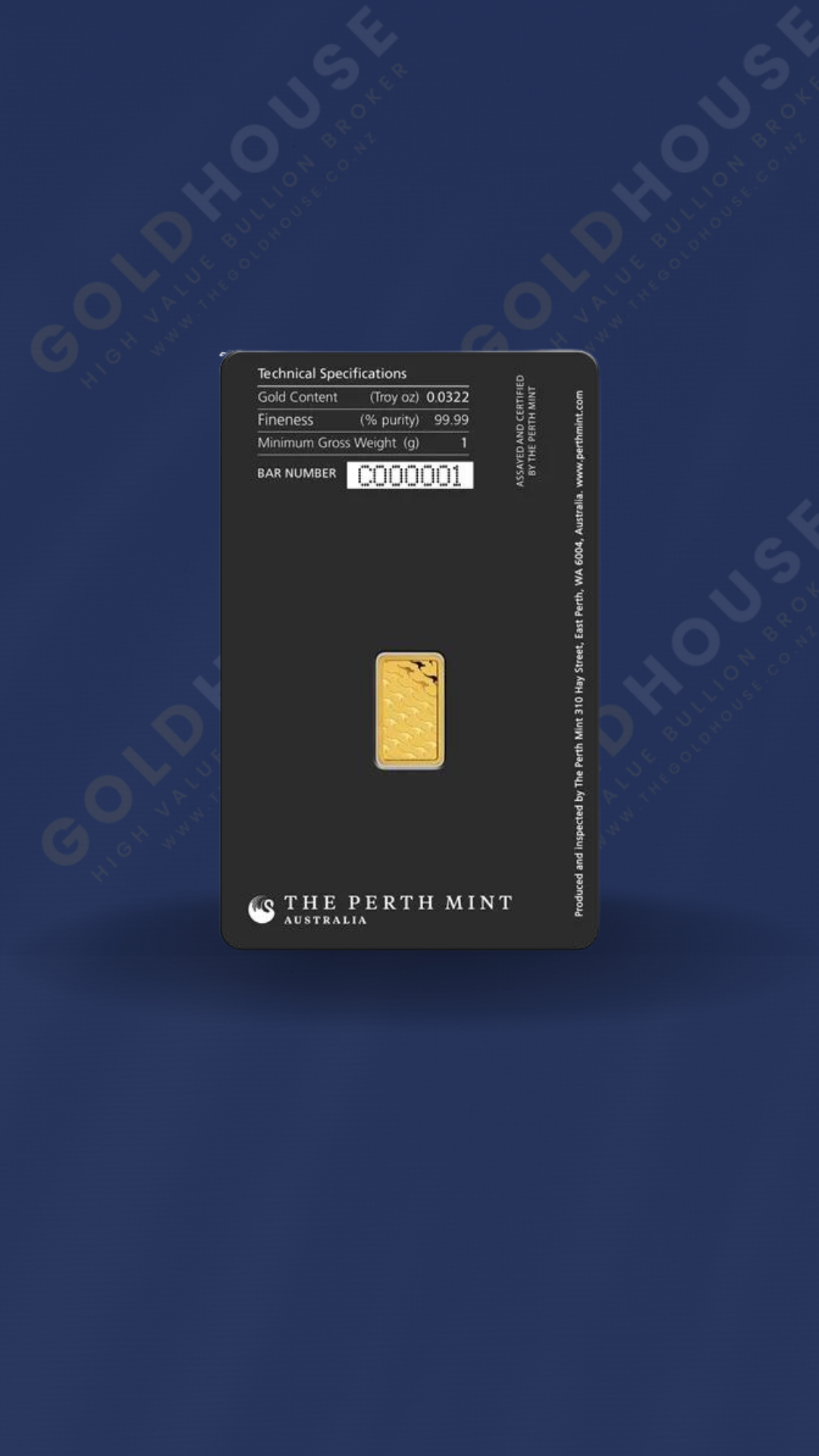 1g Gold Perth Mint Minted Bar 999.9 image 2