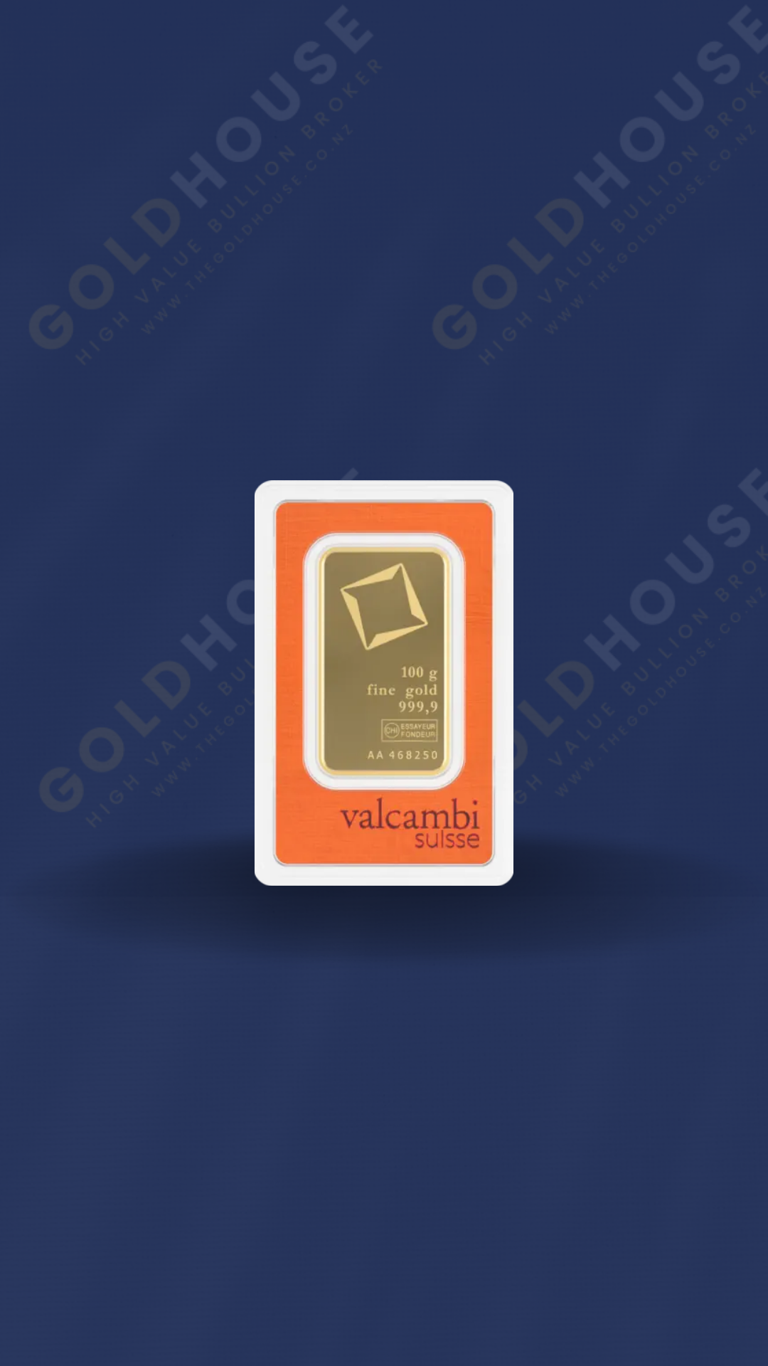 100g Gold Valcambi Suisse Minted Bar 999.9