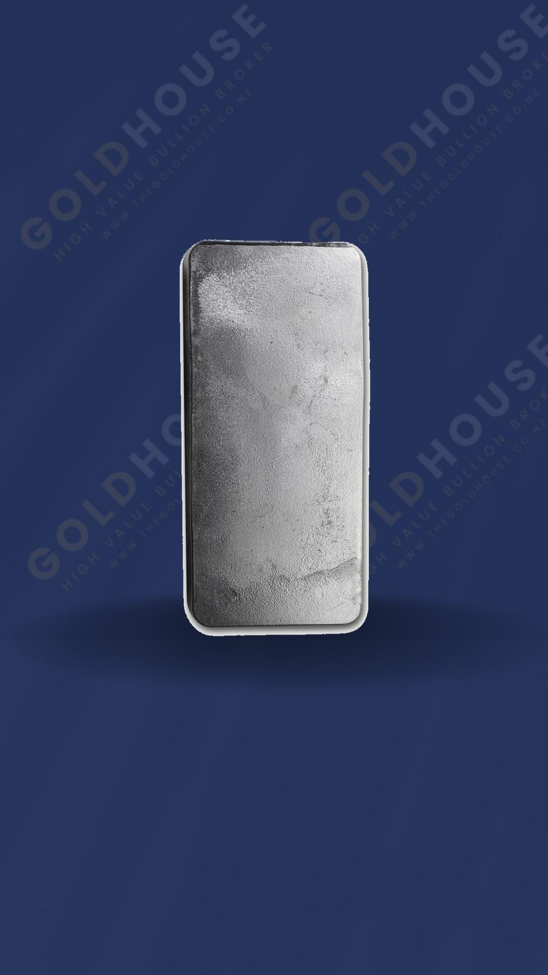 1kg Silver Valcambi cast bar, poured reverse
