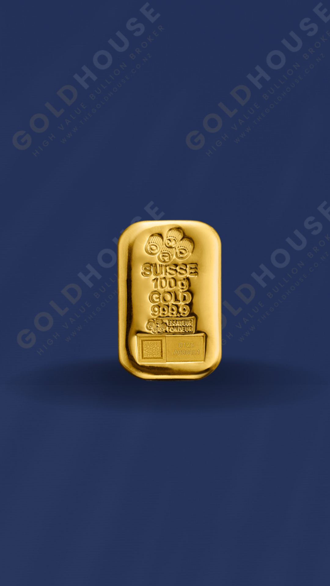Gold bullion — 100g Gold PAMP Suisse Cast Bar